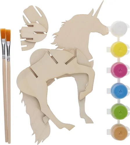 Miniatura 7 de LEISURE ARTS - Rompecabezas 3D, kit de 14 piezas, unicornio de construcción de madera, kits de construcción de madera, proyectos de bricolaje
