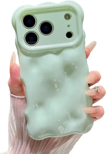 Miniatura 77 de XIZYO Funda para iPhone 13 de 6.1 pulgadas, bonito patrón de ondas, estético, 3D, rizado, ondulado, chapado en purpurina, para mujeres y niñas, Azul