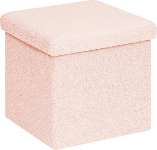 Miniatura 28 de PINPLUS Otomanas otomanas de almacenamiento con forma cuadrada con reposapiés de almacenamiento para sala de estar, asiento otomano Boucle para Negro