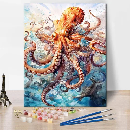Miniatura 9 de TUMOVO Pintura por números para adultos principiantes, símbolo de Yin Yang con peces koi, pintura por números, kits de pintura acrílica por números