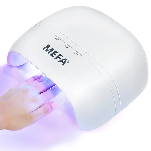 MEFA Lámpara de uñas UV de 72W portátil, luz UV para uñas de gel con 3 temporizadores, secador para esmalte de uñas de gel de curado rápido, 21