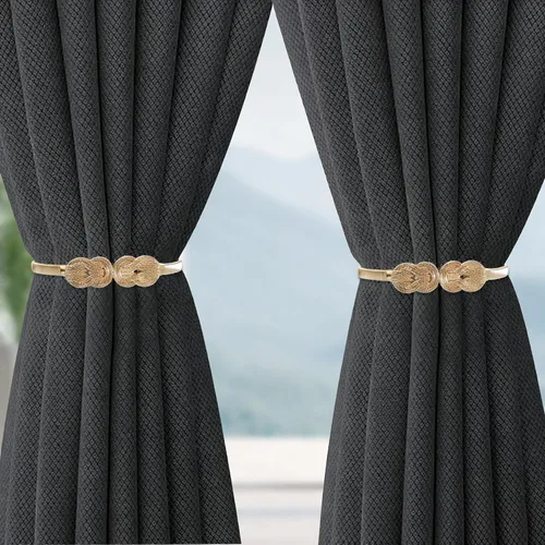 Miniatura 6 de 2Pcs Gold Curtain Tiebacks Shiny Metal Curtain Holdbacks with Exquisite Knot, Elegant Curtain Buckle for Living Room, Bedroom, Office Window