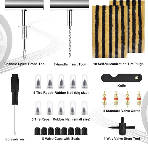 Miniatura 2 de Kit de reparación de neumáticos, kit de enchufe de neumáticos, clavo de reparación de neumáticos de goma, reparación profesional de neumáticos