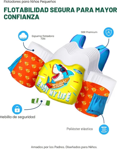 Miniatura 5 de AEOCOO Flotador Saltador de Charco 20-30-50-60-70 Libras, Chaleco de Natación para Niños Pequeños de 1-3-5-6-9 Años, Flotadores de Piscina
