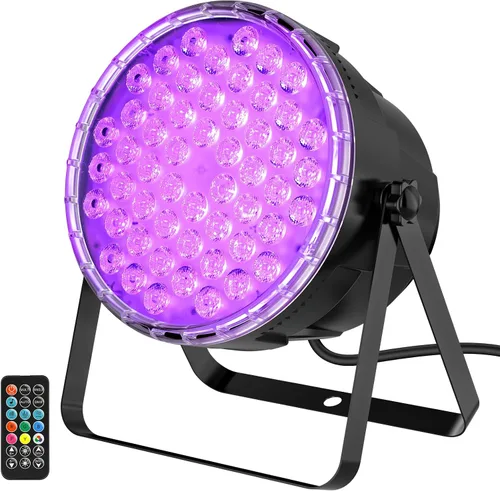 BETOPPER - Luces par con control remoto, 54 x 3 W LED RGB 3-en-1 luces de escenario DMX luces de DJ, luces estroboscópicas y de lavado de brillo