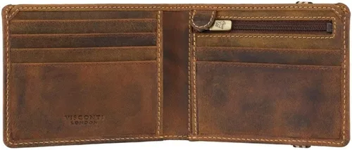 Miniatura 2 de Visconti Segesta - Cartera delgada con cierre elástico bi plegable (piel auténtica), tarjetero RFID (bronceado), Beige Bronceado, Cartera plegable