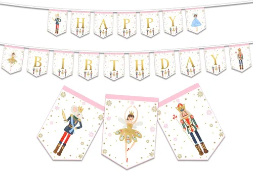 Cartel de cumpleaños de cascanueces para niños y adultos, suministros de fiesta, decoración para cumpleaños de invierno y ballet, rey ratón y
