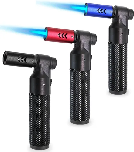 Zoocura Paquete de 3 Encendedores Soplete de Butano Llama de Chorro Grande Recargable Portátil Soplete de Butano Ajustable Mini Soplete para Camping