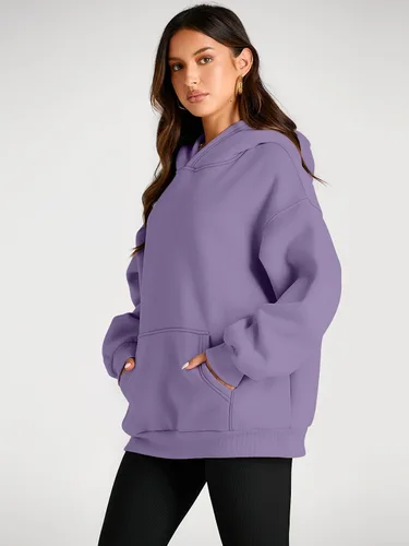 Miniatura 27 de Trendy Queen - Sudaderas extragrandes con capucha para mujer, suéteres de manga larga, sin botones, de vellón, de otoño, ropa de invierno