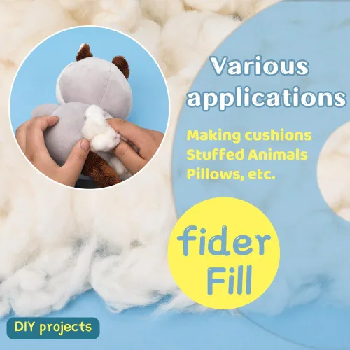 Miniatura 4 de Kogyxe Relleno de algodón de 7.06 onzas, relleno de algodón natural para animales de peluche, relleno de almohada suave para animales de ganchillo