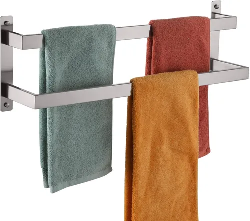 KOKOSIRI Barras para Toallas de Baño de 2 Niveles Tipo Escalera Rieles para Toallas de 24 Pulgadas Soportes para Toallas Montados en Pared Estantes