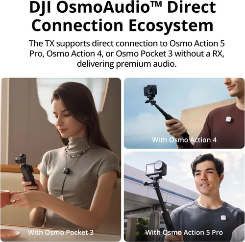 Miniatura 5 de DJI Mic Mini (2 TX + 1 RX + Estuche de Carga) Micrófono Lavalier Inalámbrico, Ultraligero, Cancelación de Ruido, Hasta 48 Horas de Duración