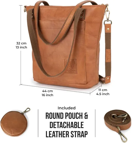Miniatura 8 de BERLINER BAGS Bolso tote vintage de cuero genuino Verona, bolso de mano, comprador grande, bolsa de trabajo para mujer
