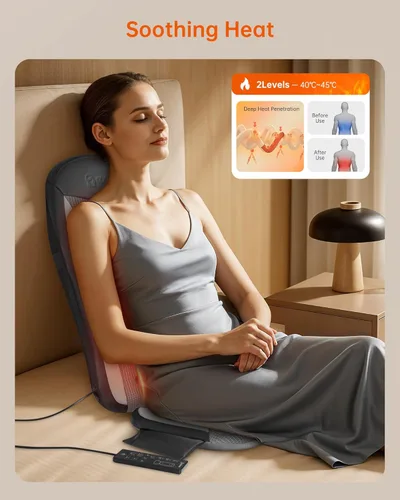 Miniatura 3 de COMFIER Shiatsu - Masajeador de espalda con calor, almohadilla para silla de masaje para aliviar la espalda, cojín de asiento con calefacción