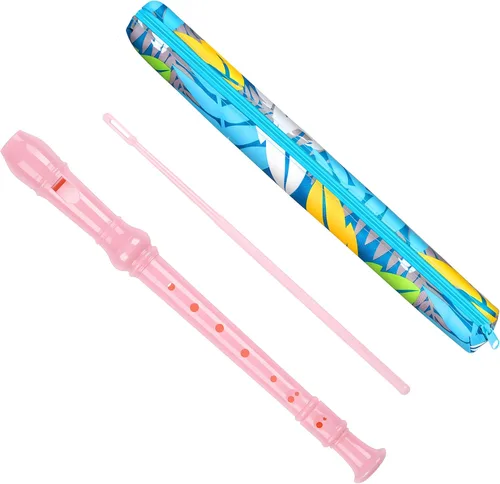 Miniatura 14 de Instrumento de flauta soprano para niños principiantes estudiantes, digitación alemana, llave C, flauta soprano de 3 piezas con varilla de limpieza