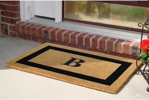 Miniatura 2 de Tapete de fibra de coco natural, para puerta de entrada, rectangular, resistente, para patio, atrapador de suciedad antideslizante, decoración