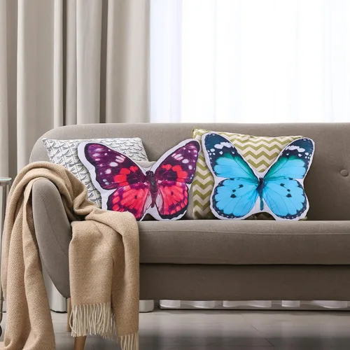 Miniatura 5 de Juexica 2 almohadas de mariposa 3D decorativas de mariposa de 15 x 13 pulgadas, regalos de felpa para mujeres, decoraciones para chimenea, mantel