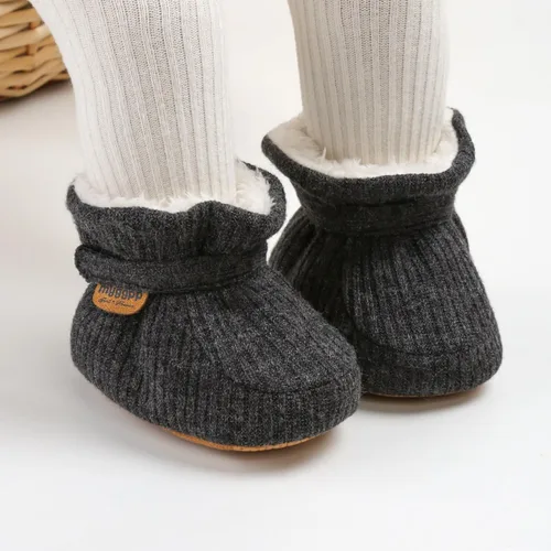 Miniatura 128 de Botines de forro polar para bebés, niños y niñas, pantuflas antideslizantes con agarre suave, zapatos de calcetín para recién nacidos, cuna