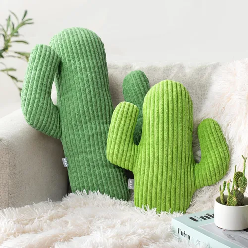 Miniatura 9 de AELS Juego de 2 almohadas decorativas de cactus, juego de almohada de felpa de cactus a rayas de pana de 22 y 14 pulgadas, almohada para siesta