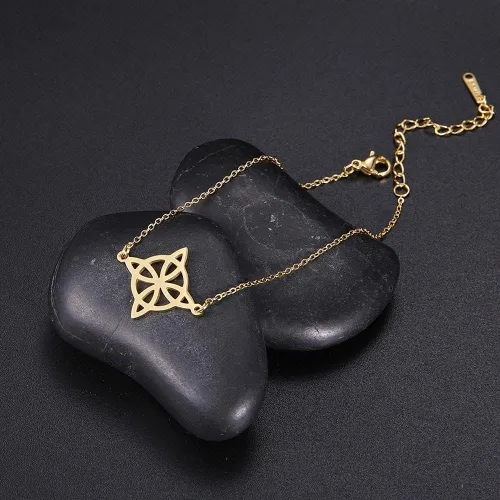 Miniatura 5 de Oyalma - Pulsera geométrica de moda con nudo de bruja celta para mujer, cadena de brujería, joyería de amor, 19241, color dorado