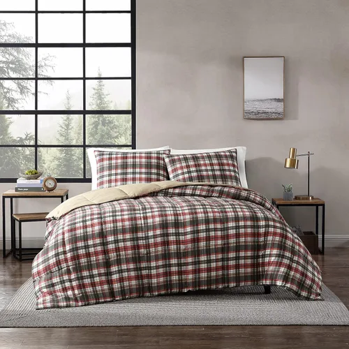 Miniatura 15 de Eddie Bauer - Juego de edredón Queen, ropa de cama reversible a cuadros, elegante y cálida decoración del hogar (gris normandía, Queen)
