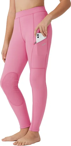 Miniatura 5 de Willit Pantalones de equitación para niñas, pantalones ecuestres para niños, parches de rodilla, mallas escolares con bolsillos con cremallera