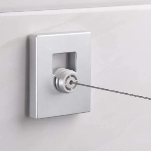 Miniatura 7 de Youngine Tendedero retráctil para interiores y exteriores, para colgar en la pared, con cuerda de acero de 13.8 pies, colgador de cuerda ajustable