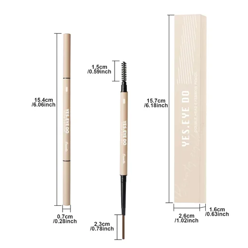 Miniatura 6 de Auburn - Lápiz de cejas rojo automático con cepillo para cabello rojo, lápiz de cejas rojizo ultra delgado para laminación de cejas, resistente al