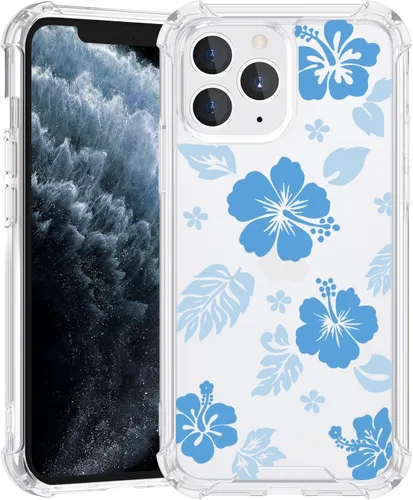 Miniatura 53 de Funda para iPhone 8 Plus y iPhone 7 Plus, linda funda Kawaii azul hibisco hawaiano floral estética floral para niñas preppy mujeres