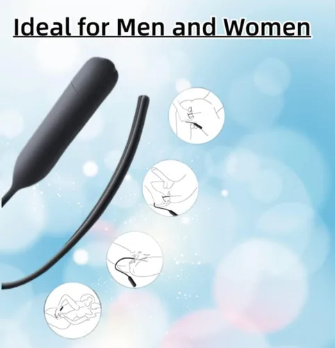 Miniatura 3 de Tapón uretral de silicona vibratorio con sonidos uretrales para el pene, dilatador masculino para masturbación uretral, negro (5.9 in)