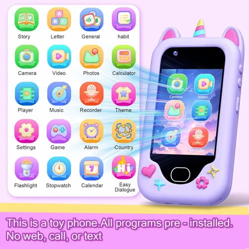 Miniatura 2 de Teléfono inteligente para niños, teléfono para niños pequeños con cámara, música, juegos y tarjeta de 32 GB, regalo de cumpleaños de Navidad