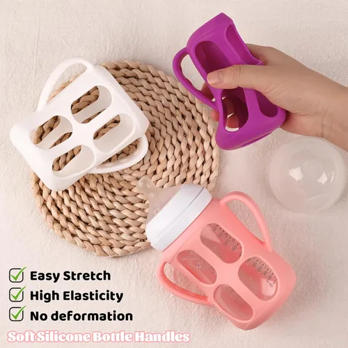 Miniatura 3 de Paquete de 3 asas de biberones para biberones Philips Avent naturales, soporte para biberones con asas de fácil agarre (rosa, morado y blanco)