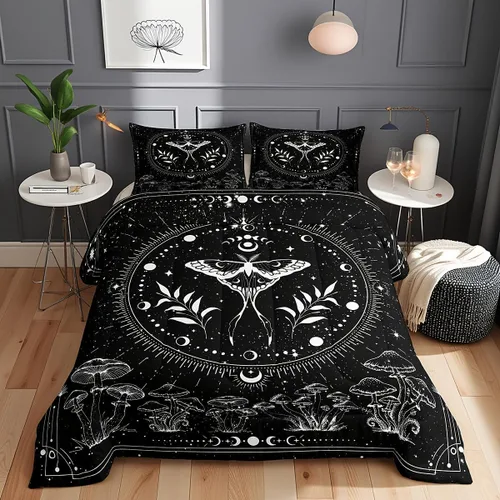 Miniatura 32 de Castle Fairy Juego de edredón tamaño twin con lobo, animales salvajes y plantas, exótico, bohemio, loto misterioso, colección de cama suave