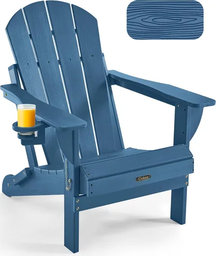 Miniatura 45 de Ciokea Silla Adirondack plegable con textura de madera, silla Adirondack para patio, resistente a la intemperie, silla de plástico para hoguera