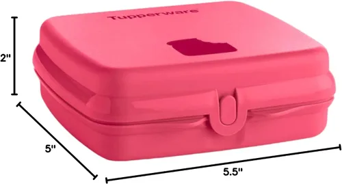 Miniatura 3 de Tupperware Sandwich Keeper Caja cuadrada con bisagras y cierre rosa