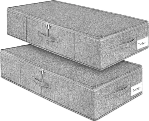 Miniatura 12 de Contenedor de almacenamiento para debajo de la cama, paquete de 3 bolsas de almacenamiento debajo de la cama con tapa, organizador de almacenamiento