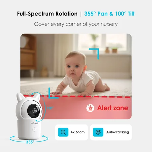 Miniatura 3 de ieGeek Monitor de bebé con cámara y audio, pantalla HD grande de 5 pulgadas (sin WiFi) y cámara 1080P y aplicación inteligente gratuita (WiFi)