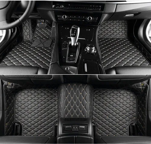 Alfombrillas de automóvil personalizadas para Audi A1, A2, A3, A4, A5, A6, A7, A8, R8, TT, Q2, Q3, Q5, Q7, Q8, e-tron (negro beige)