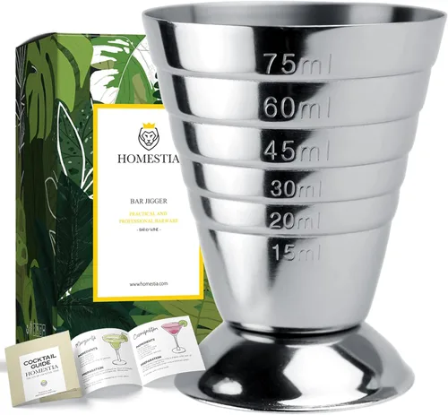 Miniatura 10 de Homestia Taza medidora negra multiunidad, Jigger de barra de acero inoxidable con marcas de ml/oz/cucharada, 2.5 onzas, 2.5 fl oz, 5 cucharadas
