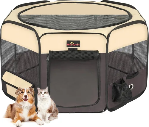 Miniatura 8 de Aivituvin Corral para Perros, Corrales de Juego Plegables para Mascotas con Bolsa de Transporte para Gatos, Cachorros, Conejos, Jaulas de Carpa Azul