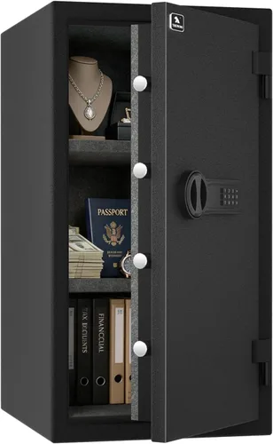 Miniatura 8 de TIGERKING Caja fuerte ignífuga, 1.24 pies cúbicos, pequeña caja fuerte de acero para el hogar con cerradura digital para el hogar y la oficina
