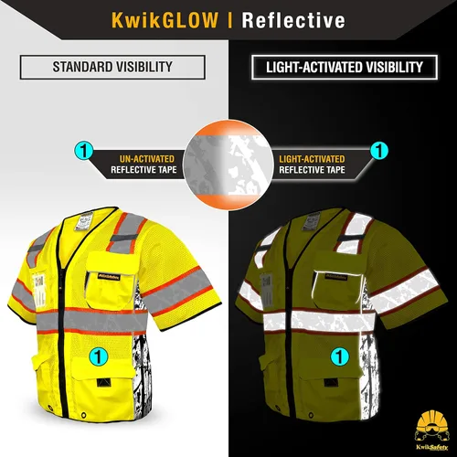Miniatura 3 de KwikSafety - Charlotte, NC - Chaleco de seguridad premium EXECUTIVE HIGHWAYBOSS [Edición limitada] Clase 3 Probado por ANSI Cumple con OSHA Amarillo