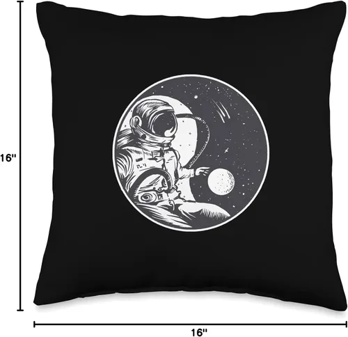 Miniatura 4 de Astronaut Moon Yin Yang Almohada espacial, 16 x 16, multicolor