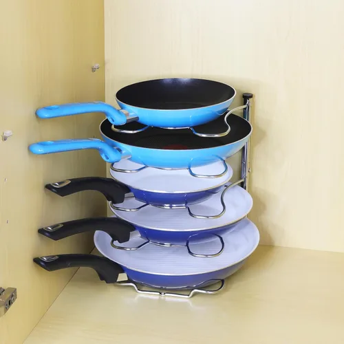 Miniatura 4 de Simple Houseware Estante organizador de ollas y sartenes de despensa, cromado