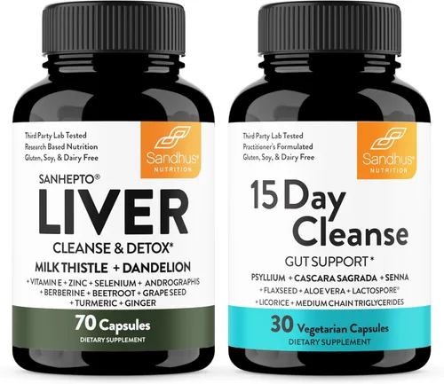 Sandhu's Suplemento de desintoxicación y limpieza intestinal de 15 días para mujeres y hombres | Apoya la salud hepática, intestinal y digestiva