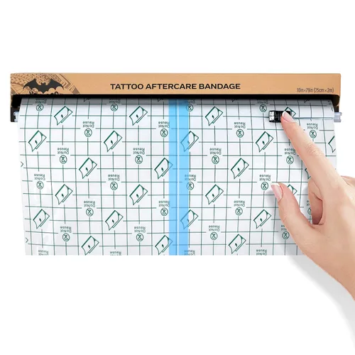 Rollo de vendaje de cuidado posterior para tatuajes, con corte deslizante de 10 pulgadas x 2.2 yardas, protección de segunda piel para tatuajes,
