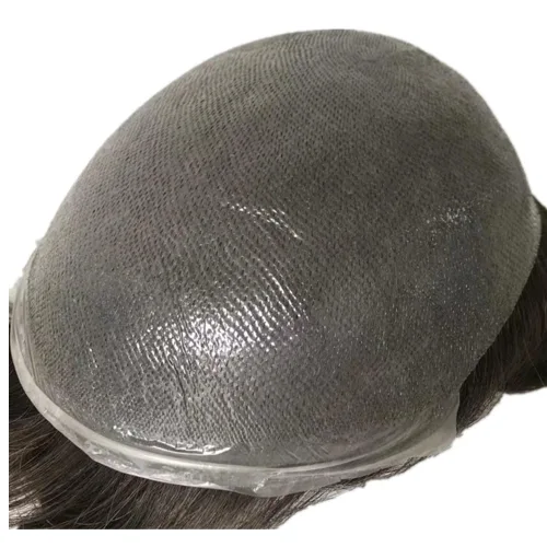 Miniatura 2 de N.L.W. Prótesis de cabello humano europeo para hombre, toupee para hombres con piel fina transparente PU 10x8 tamaño base piezas de cabello humano
