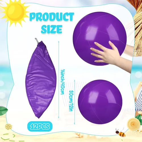 Miniatura 2 de Raiten 12 bolas de playa inflables de playa, bola inflable grande flotante para piscina, recuerdos de fiesta al aire libre, suministros de fiesta