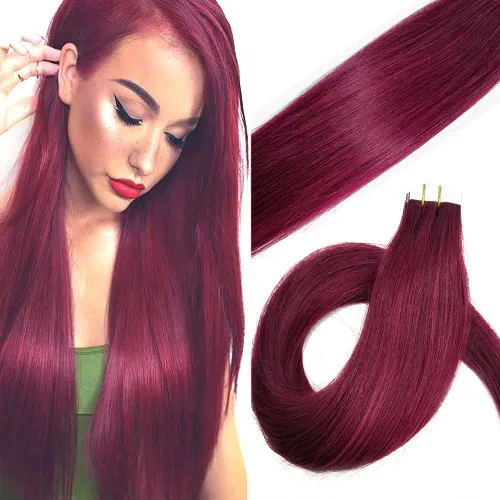 Miniatura 59 de Extensiones de cabello humano Remy con cinta adhesiva sin costuras (16 pulgadas, 10 unidades, rubio ceniza)