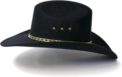 Miniatura 7 de Western Express Sombrero de vaquero con acabado de fieltro - Estilo ganadero con banda de sombrero dorado Sombreros de vaquero y vaquera